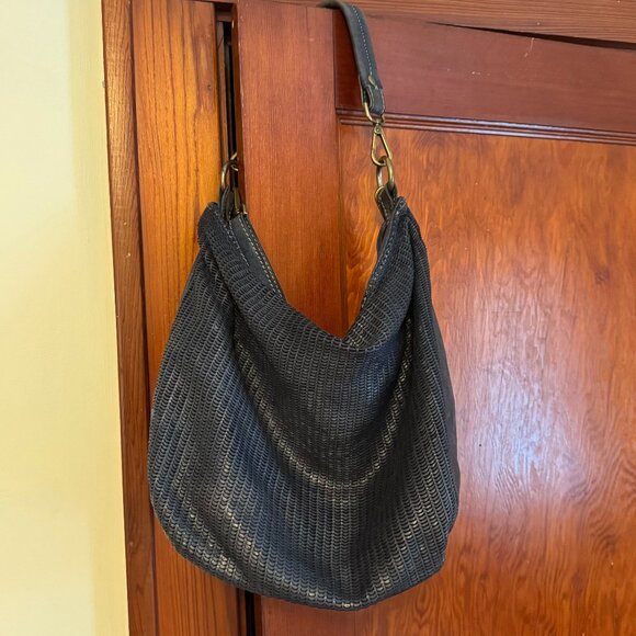 Blue woven leather bag - Picture 1 of 5